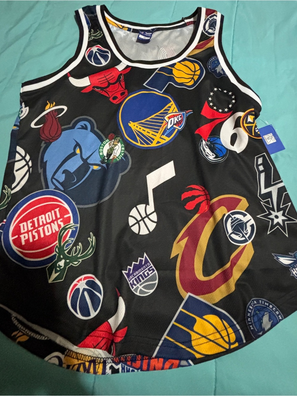 NBA Team Logos All-Over Print Tank Top - Black size 1x